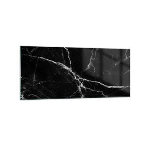 Cuadro sobre vidrio - Impresiones sobre Vidrio - Mármol negro con vetas blancas en el detalle. - 120x50cm - La vida secreta de la piedra - Decoración de pared moderna para salón y dormitorio ARTTOR
