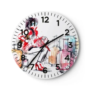 Reloj de pared - Reloj de vidrio - Sentémonos antes del viaje - 40x40 cm