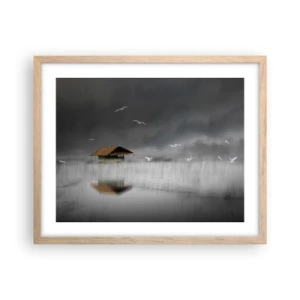 Póster en marco roble claro - Resguardo de la lluvia - 50x40 cm