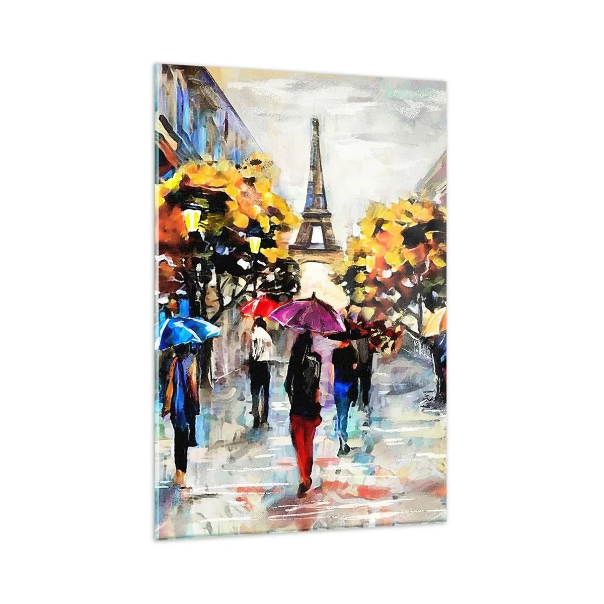 Cuadro sobre vidrio - Impresiones sobre Vidrio - Un paseo otoñal por París con vistas a la Torre Eiffel - 80x120cm - Especialmente hermoso en otoño - Decoración de pared moderna para salón y dormitorio ARTTOR