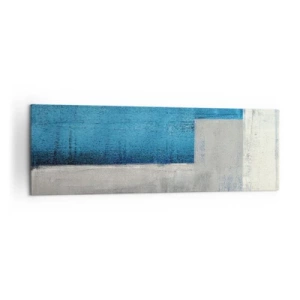 Cuadro sobre lienzo - Impresión de Imagen - Una composición abstracta con tonos de azul, gris y blanco. - 160x50cm - Composición poética de gris y azul - Decoración de pared moderna para salón y dormitorio ARTTOR