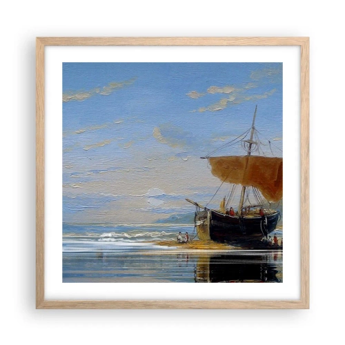 Póster en marco roble claro - Agua, tierra, aire - 50x50 cm