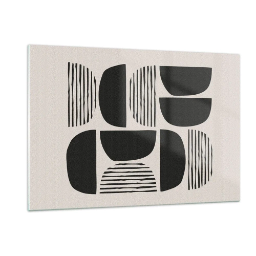 Cuadro sobre vidrio - Impresiones sobre Vidrio - Composición abstracta de formas geométricas con líneas. - 120x80cm - Arreglos a medias - Decoración de pared moderna para salón y dormitorio ARTTOR