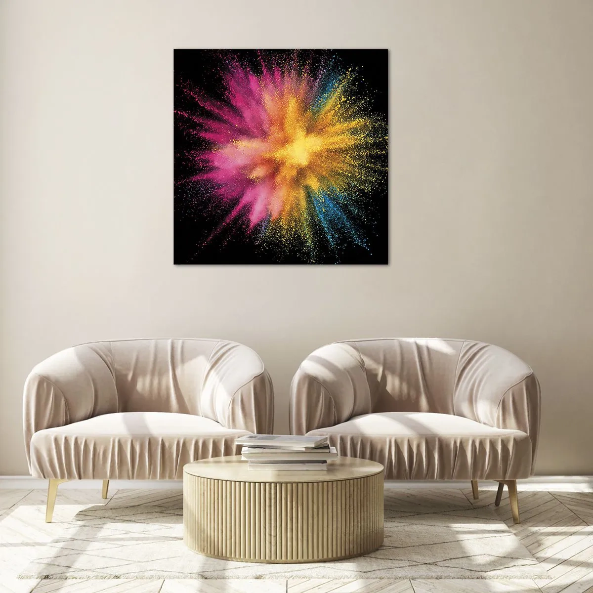Cuadro sobre vidrio - Impresiones sobre Vidrio - El nacimiento de los colores - 30x30 cm