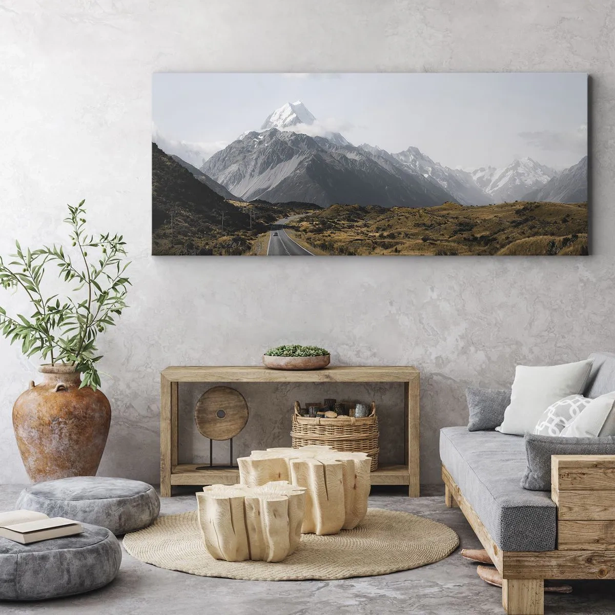 Cuadro sobre lienzo - Impresión de Imagen - El camino al corazón de las montañas - 100x40 cm