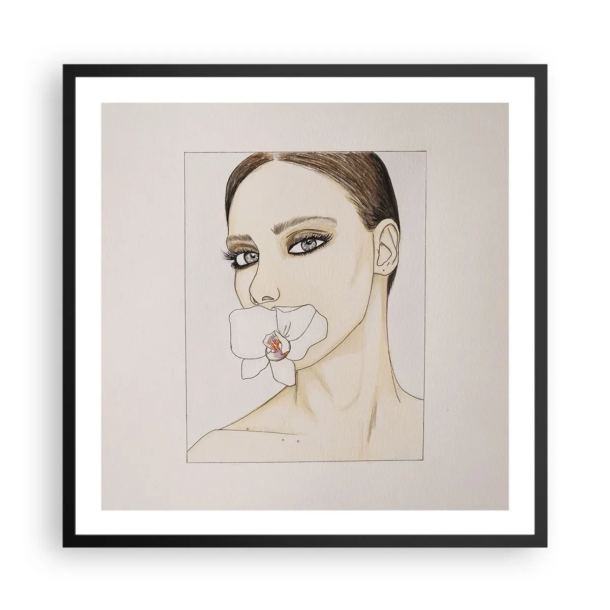 Póster en marco negro - Elegancia y belleza - 60x60 cm