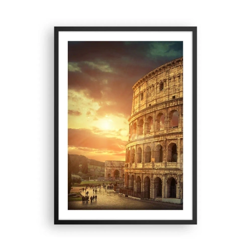 Póster en marco negro - El Coliseo de Roma al atardecer - 50x70cm - Una impresión colosal - Decoración de pared moderna para salón y dormitorio ARTTOR