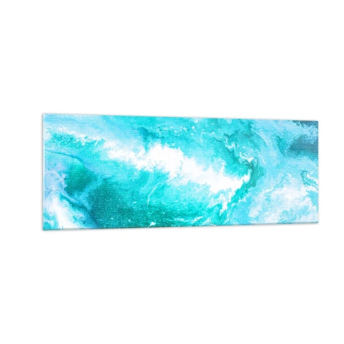 Cuadro sobre vidrio - Impresiones sobre Vidrio - Remolino abstracto en tonos azules - 140x50cm - En el núcleo del elemento - Decoración de pared moderna para salón y dormitorio ARTTOR