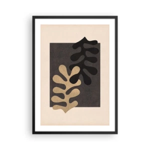 Póster en marco negro - Gráficos abstractos minimalistas con formas orgánicas. - 50x70cm - Ausencia y complemento - Decoración de pared moderna para salón y dormitorio ARTTOR