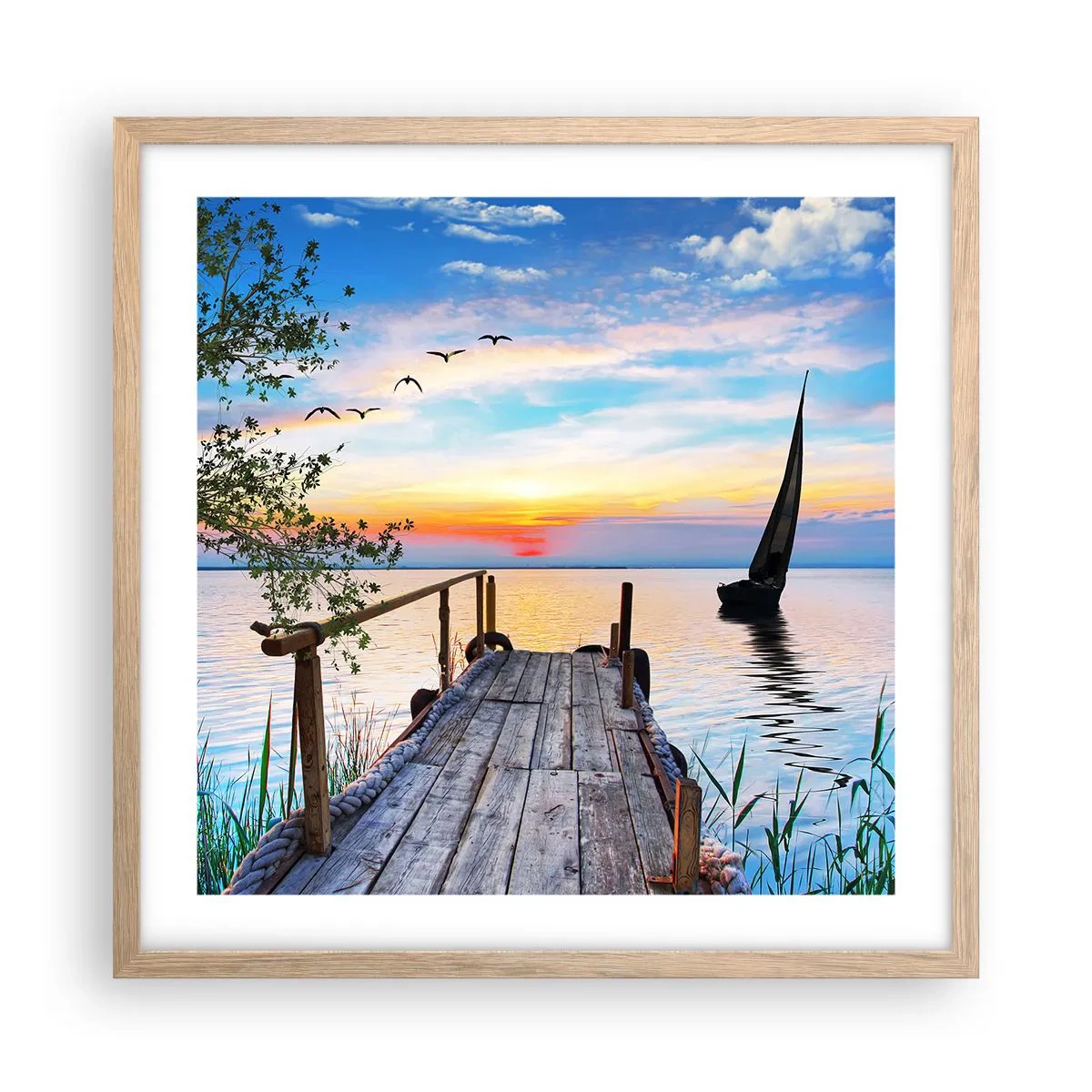 Póster en marco roble claro - Que llegue la noche - 50x50 cm