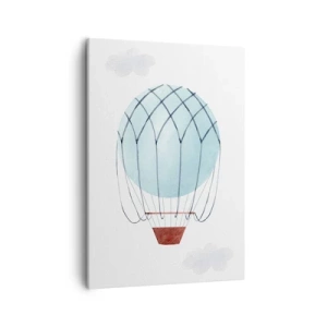 Cuadro sobre lienzo - Impresión de Imagen - Un globo pintado a mano sobre un fondo de delicadas nubes. - 50x70cm - Acariciando las nubes - Decoración de pared moderna para salón y dormitorio ARTTOR