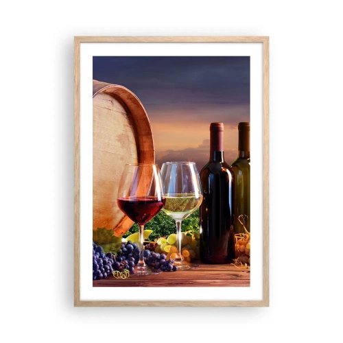 Póster en marco roble claro - Aquí la vida tiene un sabor - 50x70 cm