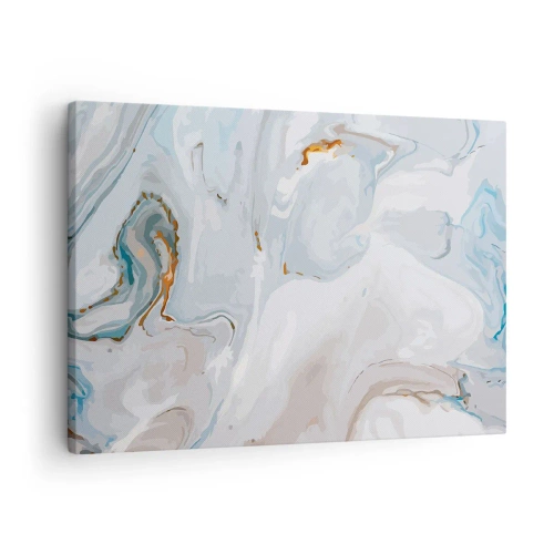 Cuadro sobre lienzo - Impresión de Imagen - Ondas abstractas en tonos azules y blancos - 70x50cm - Blanco fusión - Decoración de pared moderna para salón y dormitorio ARTTOR