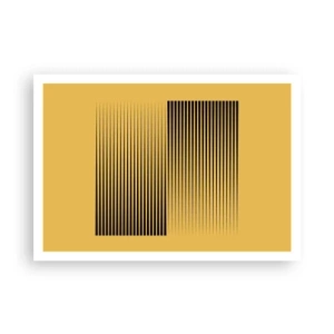 Póster - Líneas negras verticales sobre un fondo amarillo - 100x70cm - Cuadrado de opuestos - Decoración de pared moderna para salón y dormitorio ARTTOR