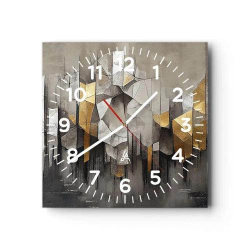 Reloj de pared - Reloj de vidrio - Composición hecha de hielo y luz - 40x40 cm