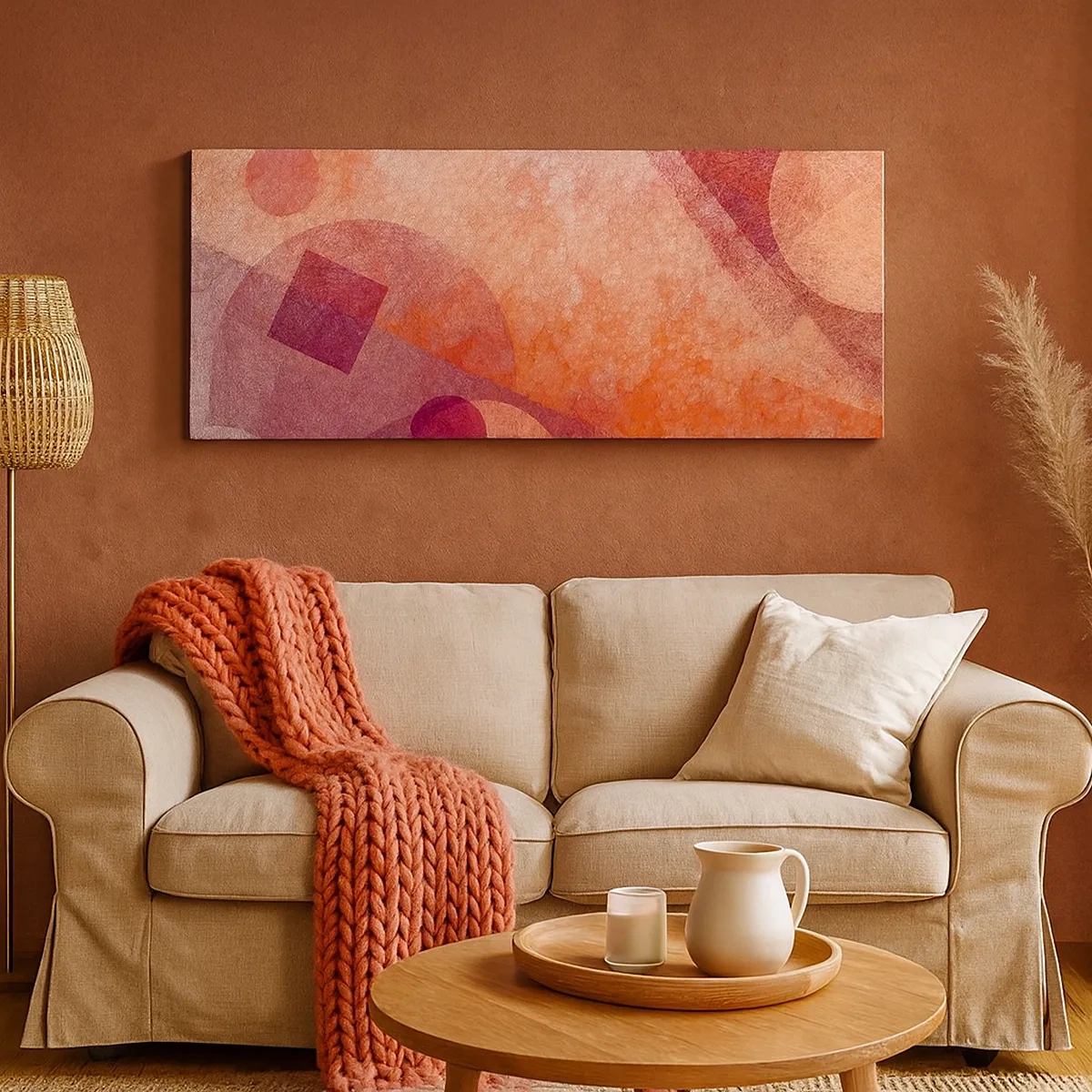 Cuadro sobre lienzo - Impresión de Imagen - Transformaciones geométricas en rosa - 30x30 cm