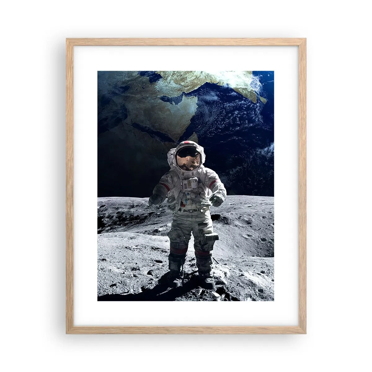 Póster en marco roble claro - Saludos desde la Luna - 40x50 cm