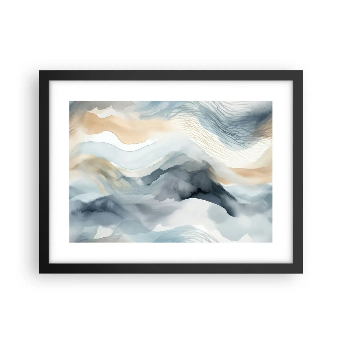 Póster en marco negro - Abstracción de nieve y niebla - 40x30 cm
