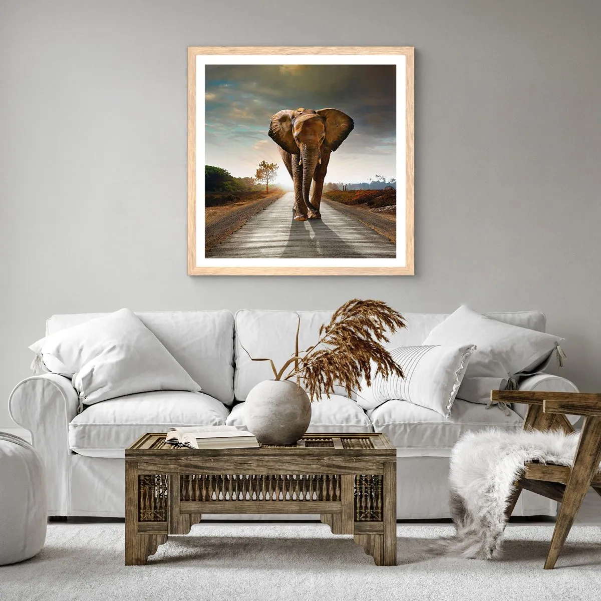 Póster en marco roble claro - Y para nada en un almacén de porcelana - 60x60 cm