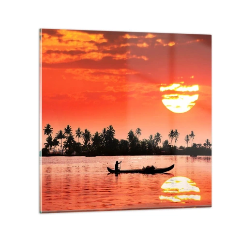 Cuadro sobre vidrio - Impresiones sobre Vidrio - La paz de los trópicos al atardecer - 30x30 cm