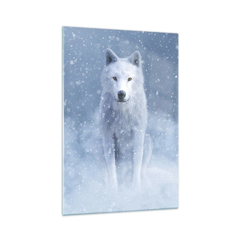 Cuadro sobre vidrio - Impresiones sobre Vidrio - Lobo blanco en un paisaje nevado - 70x100cm - El espíritu del invierno - Decoración de pared moderna para salón y dormitorio ARTTOR