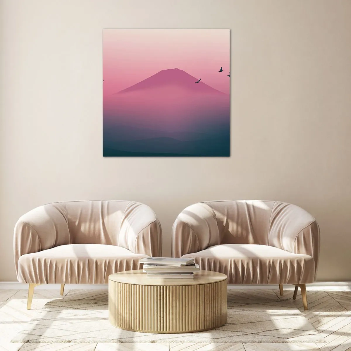 Cuadro sobre vidrio - Impresiones sobre Vidrio - Sobre las nubes - 40x40 cm