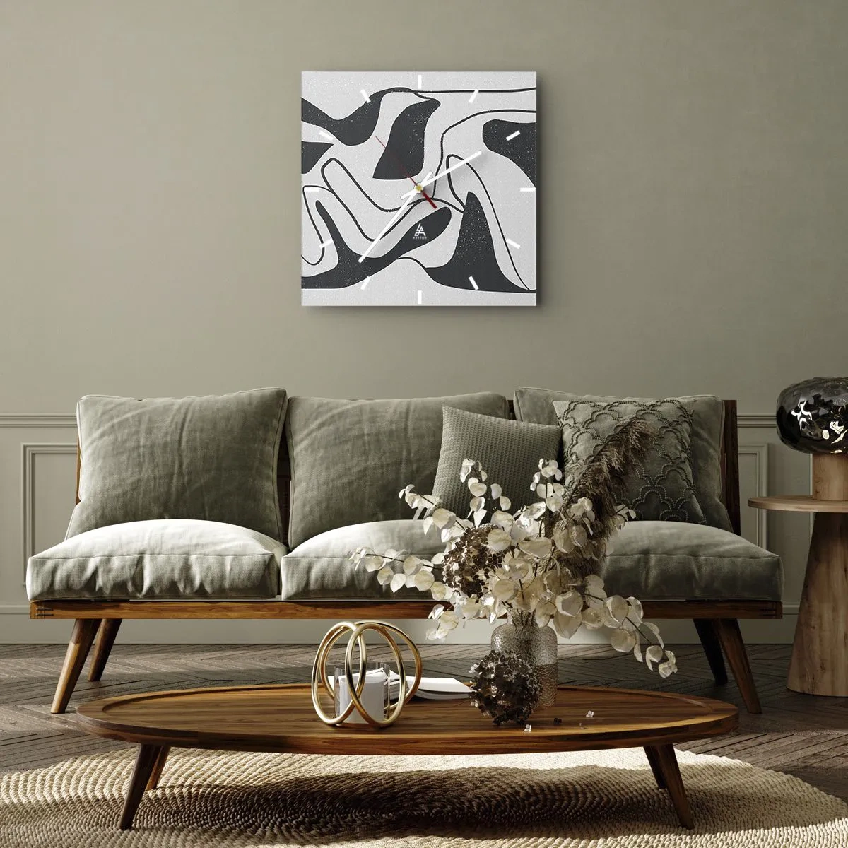 Reloj de pared - Reloj de vidrio - Juego abstracto en un laberinto - 40x40 cm