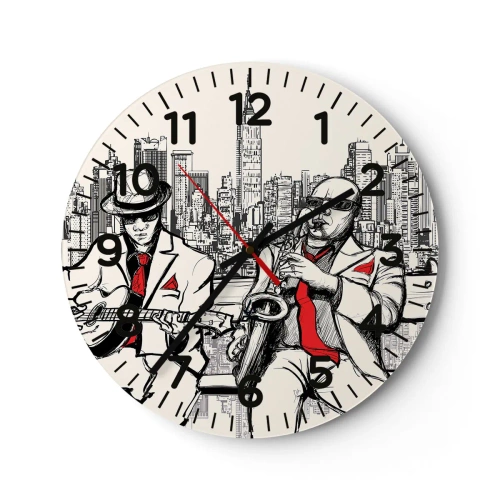 Reloj de pared - Reloj de vidrio - Improvisación en Nueva York - 30x30 cm