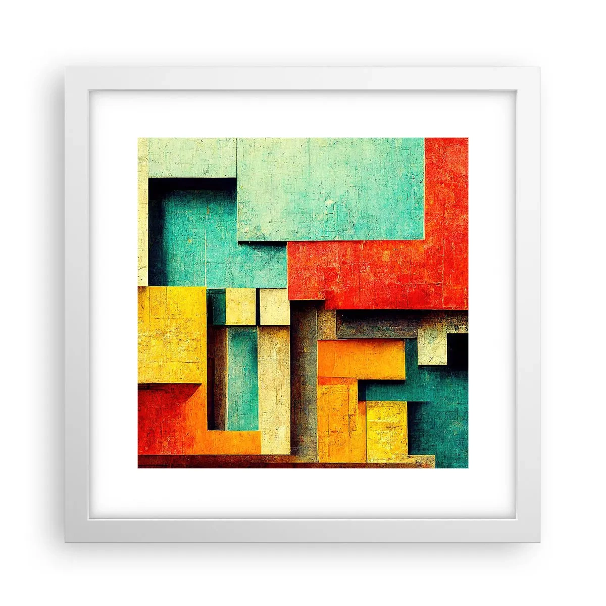 Póster en marco blanco - Festival de ángulos rectos - 30x30 cm