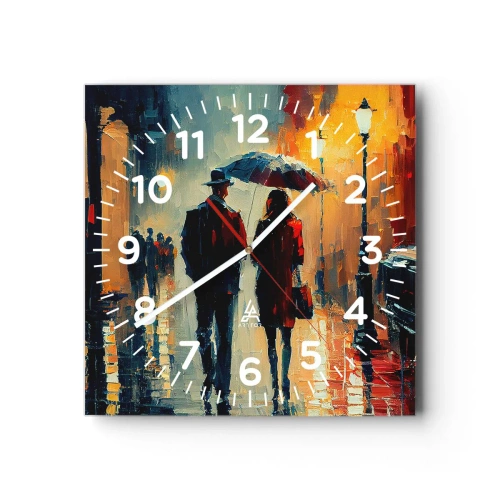 Reloj de pared - Reloj de vidrio - Historia de amor urbana - 30x30 cm
