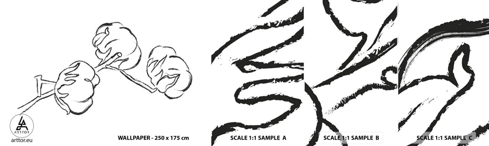 Muestra De Fotomural Standard Eco - Plumón de algodón - Algodón, Minimalismo, Contorno - 100x30 cm