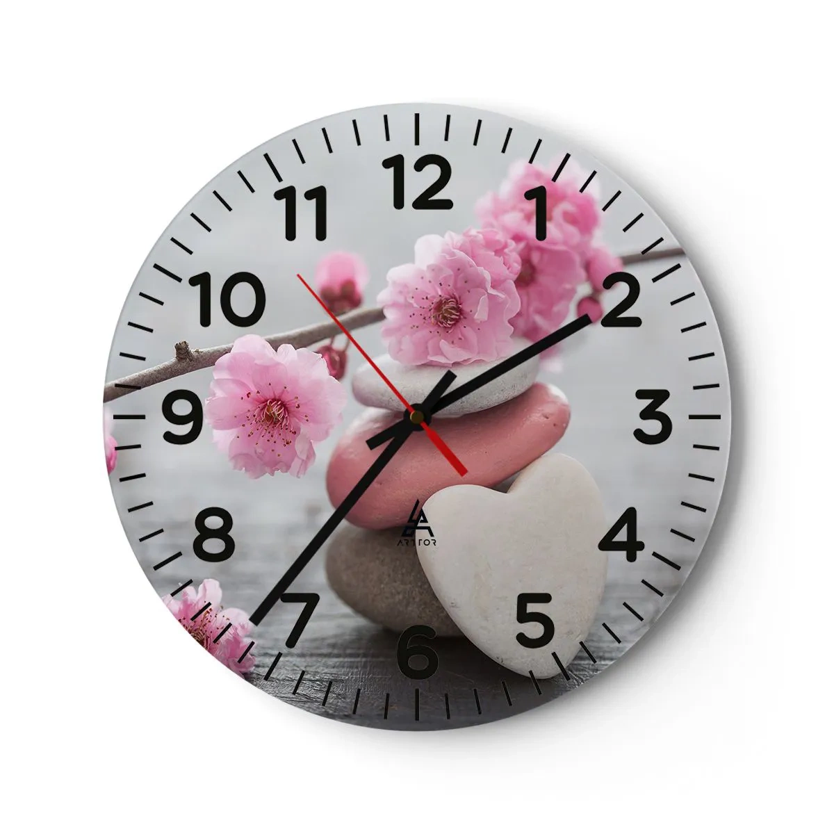 Reloj de pared - Reloj de vidrio - Felicidad con la flor del cerezo - 30x30 cm