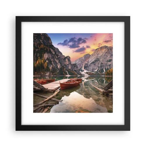 Póster en marco negro - Espejo entre montañas - 30x30 cm