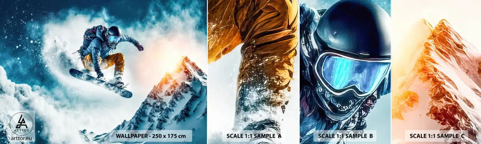 Muestra De Fotomural Standard Eco - Emociones extremas - Snowboarding, Deporte, Invierno - 100x30 cm