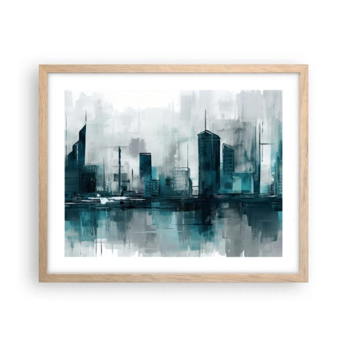 Póster en marco roble claro - Ciudad color lluvia - 50x40 cm