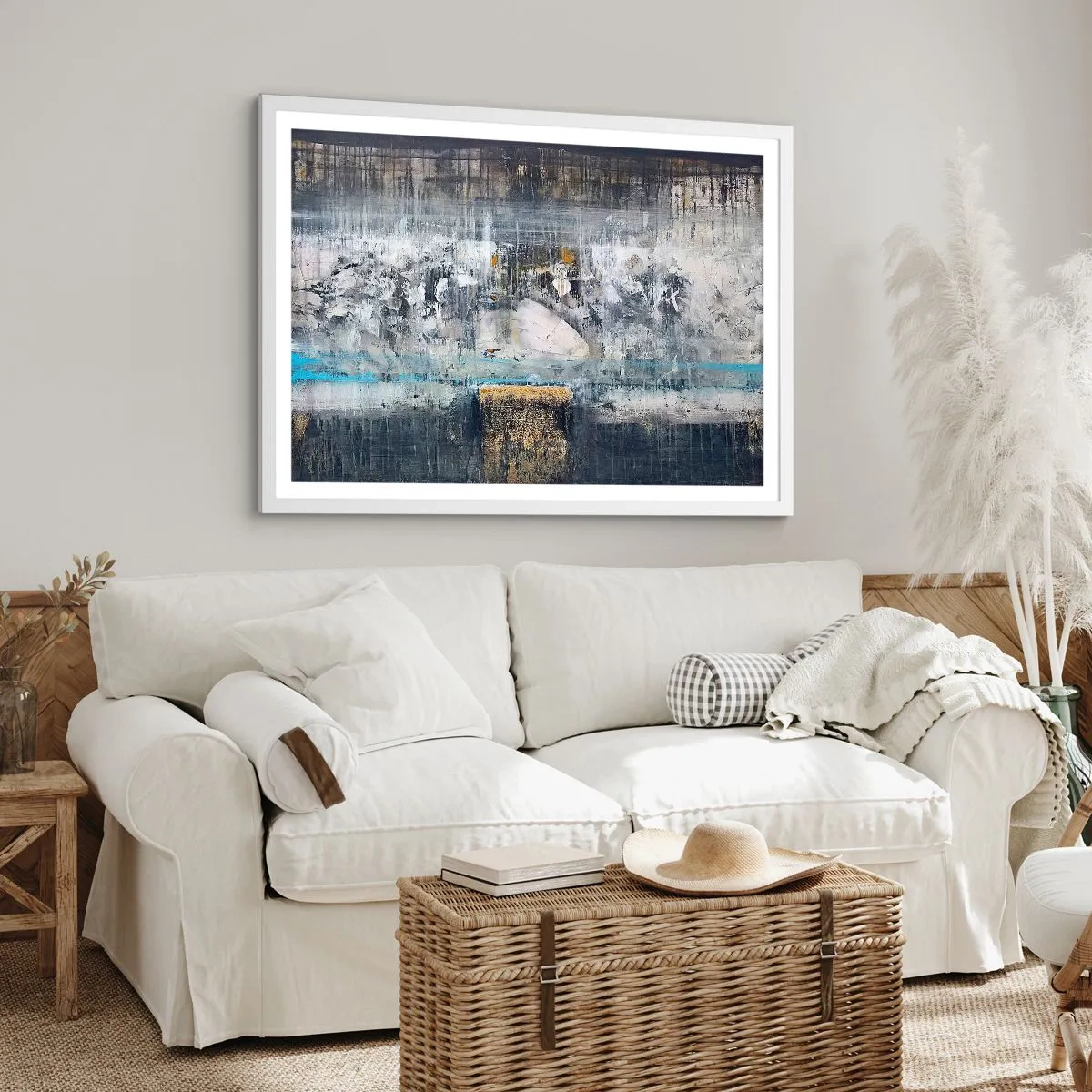 Póster en marco blanco - Hielo abstracto - 100x70 cm
