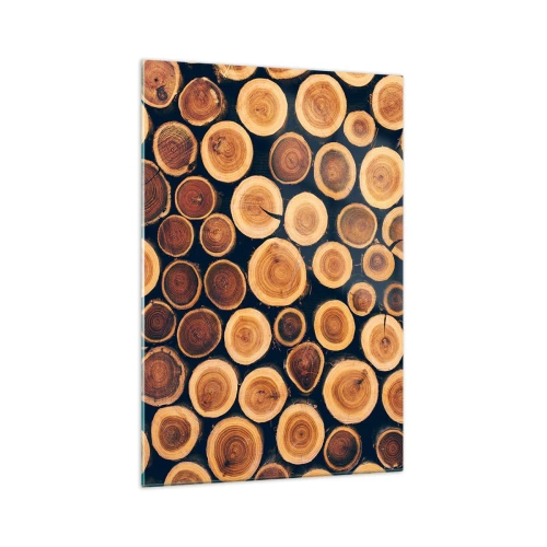 Cuadro sobre vidrio - Impresiones sobre Vidrio - Patrón elaborado a partir de secciones transversales de troncos de madera. - 70x100cm - ¿Qué edad tengo? - Decoración de pared moderna para salón y dormitorio ARTTOR