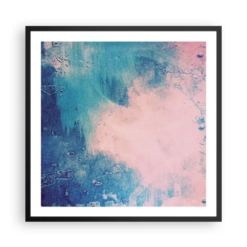 Póster en marco negro - Abrazo azul - 60x60 cm