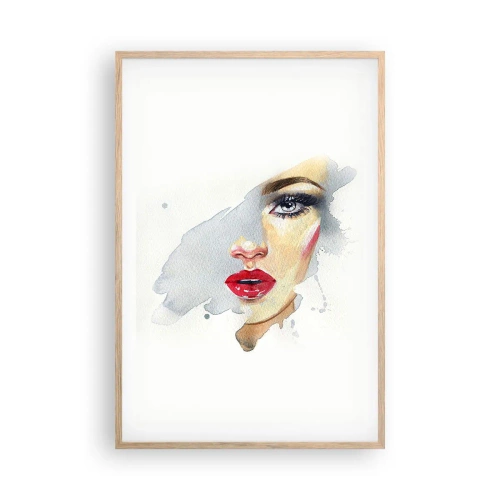 Póster en marco roble claro - Reflejo en una gota de agua - 61x91 cm