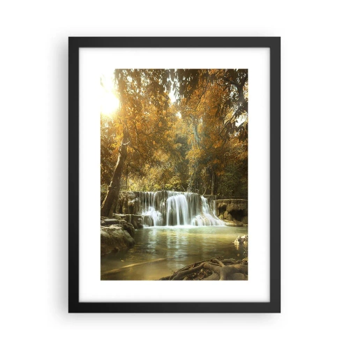 Póster en marco negro - Una cascada en el parque - 30x40 cm