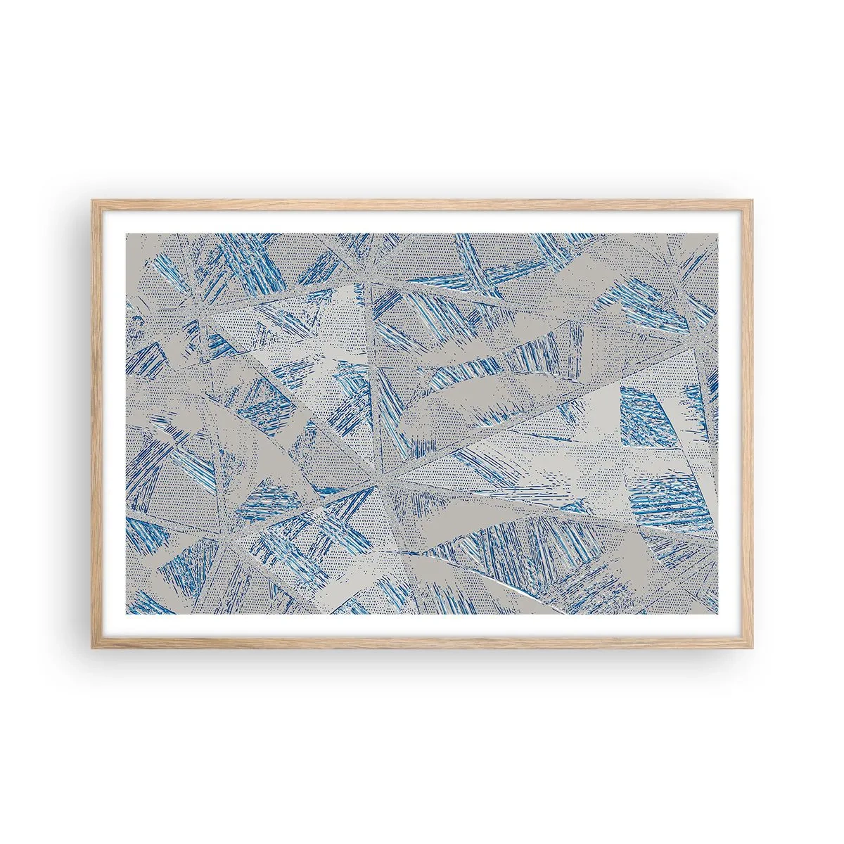 Póster en marco roble claro - En un laberinto gris azulado - 91x61 cm