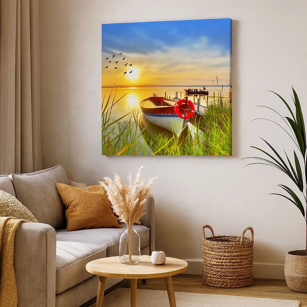 Cuadro sobre lienzo - Impresión de Imagen - Los cormoranes están volando - 30x30 cm