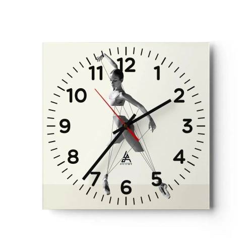 Reloj de pared - Reloj de vidrio - Títere de sí misma - 40x40 cm