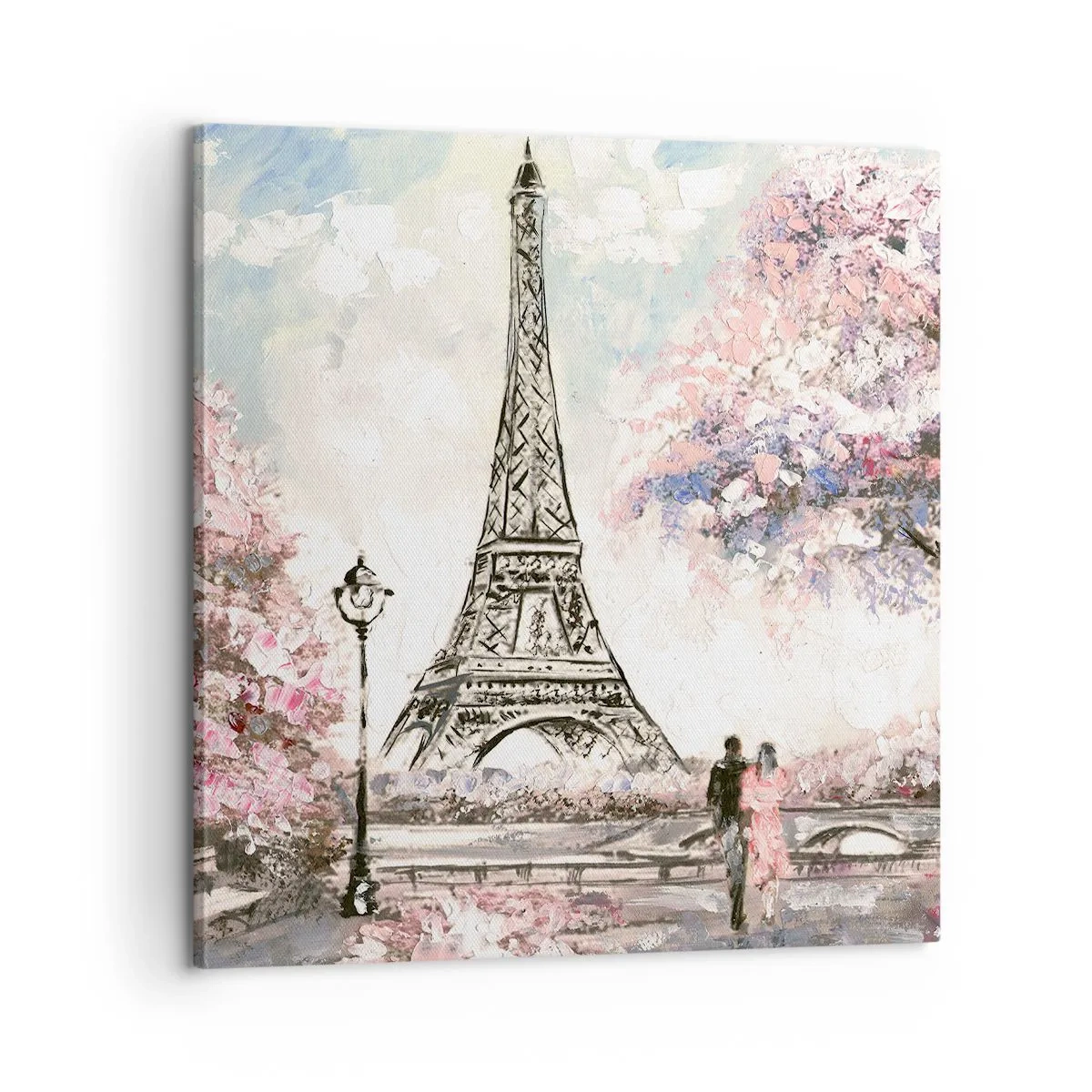 Cuadro sobre lienzo - Impresión de Imagen - Un paseo por París en abril - 60x60 cm