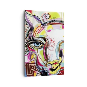 Cuadro sobre lienzo - Impresión de Imagen - Retrato colorido en estilo artístico abstracto. - 80x120cm - La riqueza de un gato - Decoración de pared moderna para salón y dormitorio ARTTOR