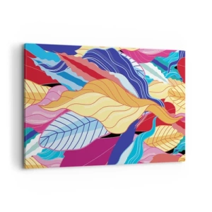 Cuadro sobre lienzo - Impresión de Imagen - Las hojas de colores vibrantes crean una composición dinámica. - 120x80cm - Desorden colorido - Decoración de pared moderna para salón y dormitorio ARTTOR