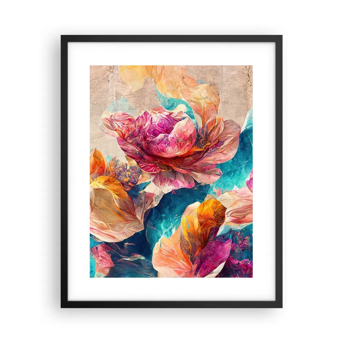 Póster en marco negro - El colorido esplendor de un ramo - 40x50 cm