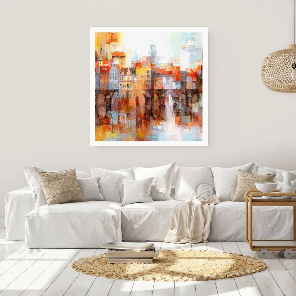 Póster - Puente y ciudad - 40x40 cm