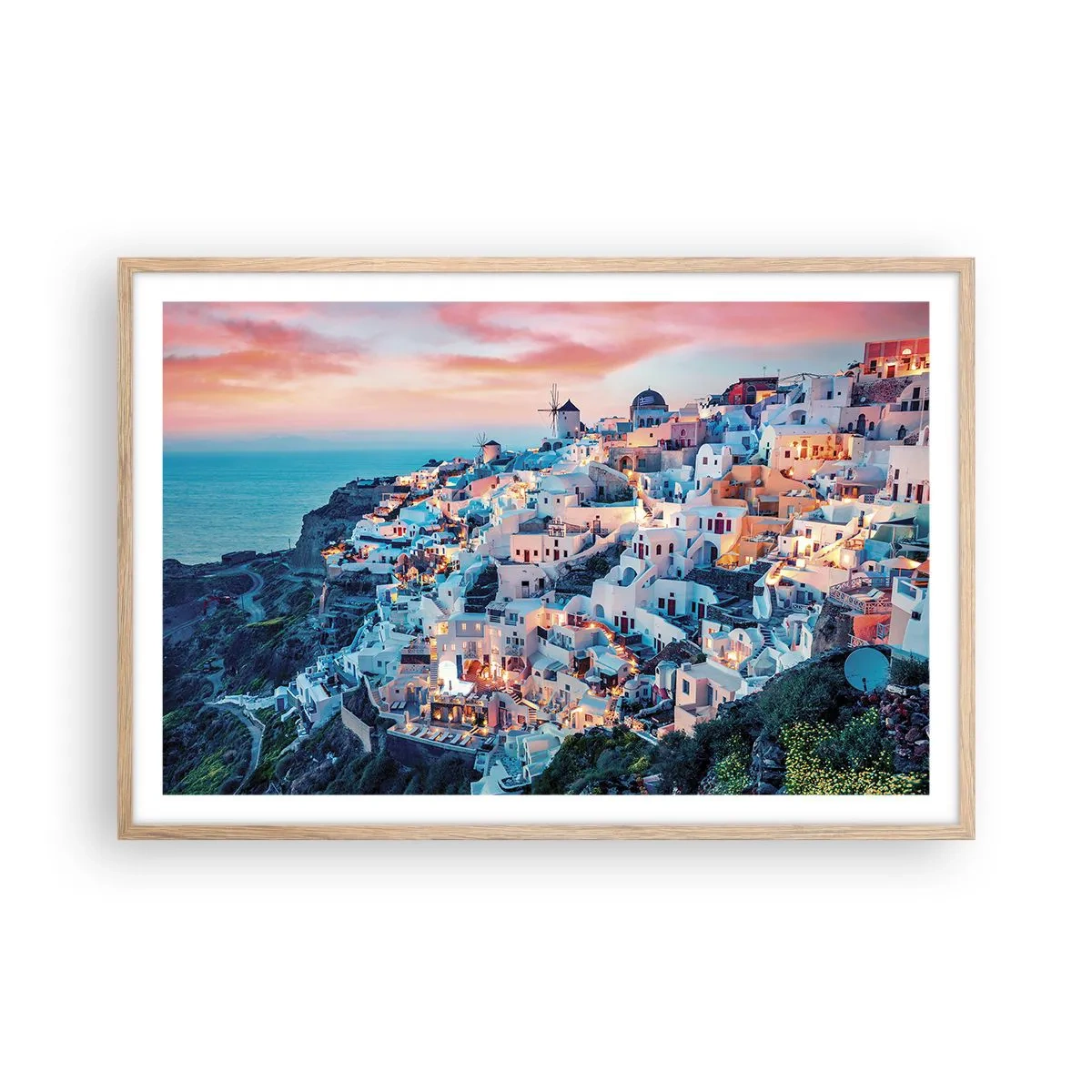 Póster en marco roble claro - Vacaciones en Grecia - 91x61 cm