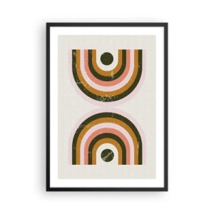 Póster en marco negro - Composición geométrica en estilo retro - 50x70cm - Abstracción gemela - Decoración de pared moderna para salón y dormitorio ARTTOR